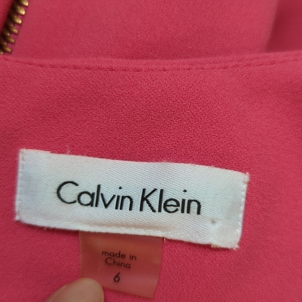 Calvin Klein Button Shoulder A Line Dress Coral 6 preppy business casual party - Picture 5 of 8